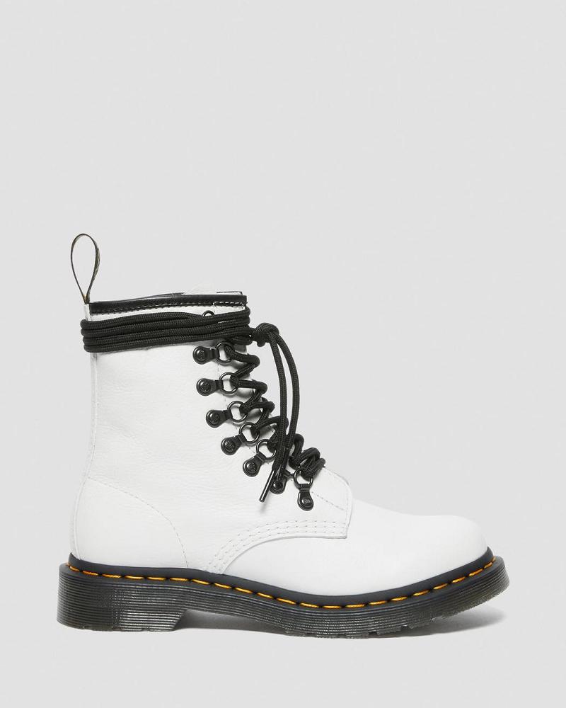 Dr Martens 1460 Laced Virginia Læder Snørestøvler Dame Hvide | DK 167WNB